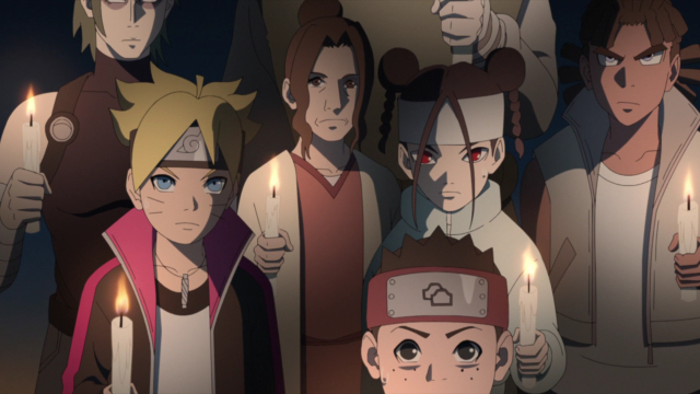 Boruto-Episode-277-Rokuro-Boruto-Shamo-Yatsume-and-Kiseru-holding-candles